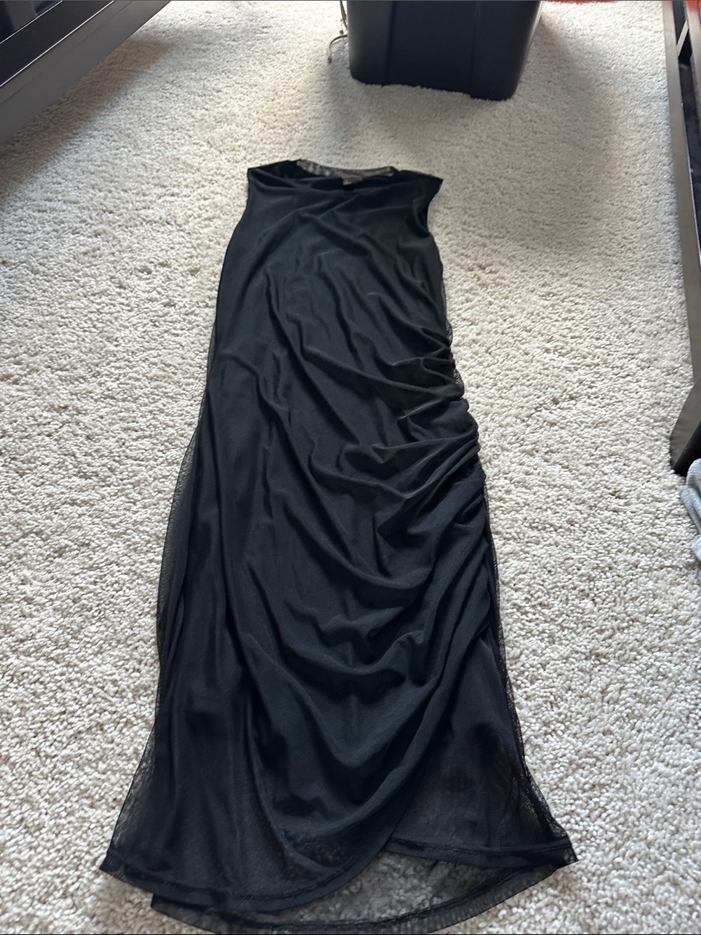 free press Black Sleeveless Ruched Maxi Dress